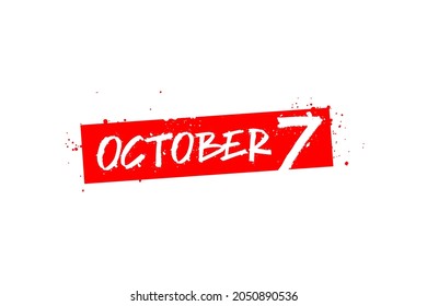 Vector de elemento de calendario del 7 de octubre para banner, signo, decoración