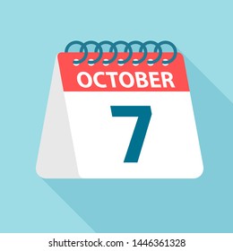 October 7 - Calendar Icon - Vector Illustration