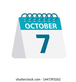 October 7 - Calendar Icon - Vector Illustration