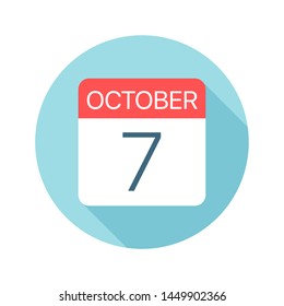 October 7 - Calendar Icon - Vector Illustration