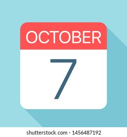 October 7 - Calendar Icon - Vector Illustration