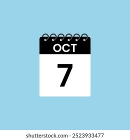 Recordatorio del calendario del 7 de octubre. 7 de octubre Fecha Mes calendario icono de diseño de Plantilla.