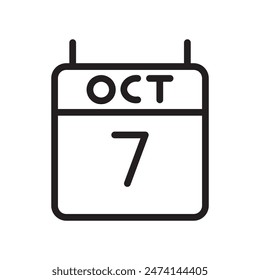 October 7 Date Icon Ideal for Calendar and Event Designs