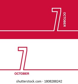 October 7. Set of vector template banners for calendar, event date.
