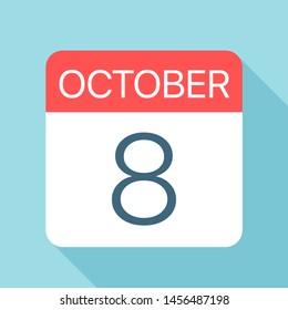 October 8 - Calendar Icon - Vector Illustration