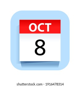 October 8. Calendar Icon. Vector Illustration.