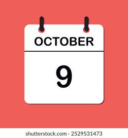 October 9. Daily Calendar icon for design. Simple design for business brochure, flyer, print media, advertisement. Easily editable.