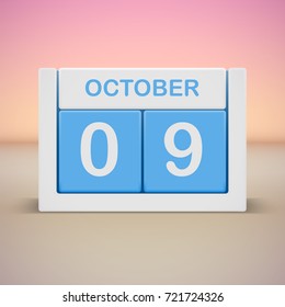 October 9. Daily calendar vector illustration.