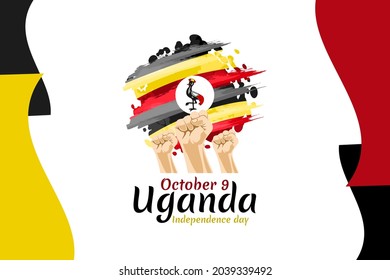 October 9, Independence day of Uganda vector illustration. Suitable for greeting card, poster and banner.