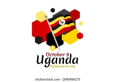 October 9, Independence day of Uganda vector illustration. Suitable for greeting card, poster and banner.