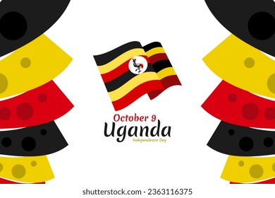 October 9, Independence day of Uganda vector illustration. Suitable for greeting card, poster and banner.