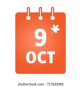 October 9 st calendar colored icon. Thanksgiving (Canada). Vector illustration