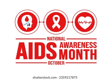 October is AIDS Awareness Month background template. Holiday concept. background, banner, placard, card, and poster design template with text inscription and standard color. vector illustration.