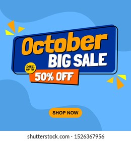 October Big Sale Label Ribbon Vector for Banner, Advertising and Promotion