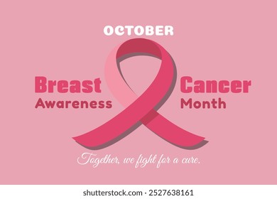 Anuncio de concienciación sobre el cáncer de mama de octubre con cinta rosa y mensaje motivacional para la Asistencia