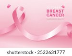 October breast cancer awareness month background with pink ribbon symbol, vector design