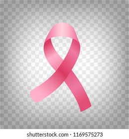 October Breast Cancer Awareness Month Vector Poster. Realistic Pink Ribbon Illustration for Medical Flyer, Ad, Cover. Female Support, Hope by Breast Cancer. Pink Ribbon Isolated Vector Element.