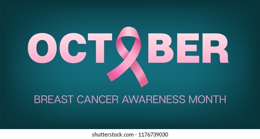 October Breast Cancer Awareness Month Vector Image. Realistic Pink Ribbon Illustration for Medical Flyer, Ad, Cover. Female Cure Care, Hope by Breast Cancer. Pink Ribbon Isolated Vector Element.