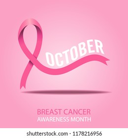 October, breast cancer awareness month vector