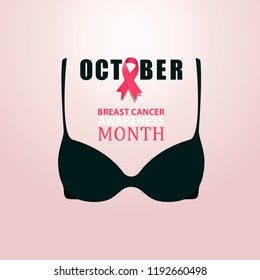 October, breast cancer awareness month poster or banner design.