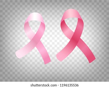 October Breast Cancer Awareness Month Vector Poster. Satin Pink Ribbon Realistic Illustration for Medical Print Design. Women's Breast Cancer Support, Hope. Pink Ribbon Isolated Vector Element.