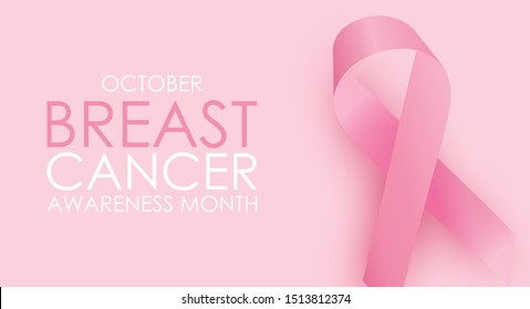 October Breast Cancer Awareness Month Concept Background. Pink Ribbon Sign. Vector illustration EPS10
