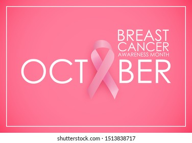 October Breast Cancer Awareness Month Concept Background. Pink Ribbon Sign. Vector illustration EPS10
