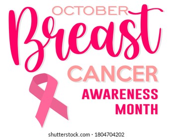 October breast cancer awareness month white background