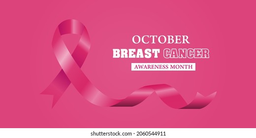 october breast cancer awareness month banner, poster with pink ribbon. breast cancer concept. eps 10