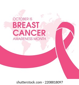 October is Breast Cancer Awareness Month vector. Pink breast cancer awareness ribbon icon vector isolated on a white background. Important day