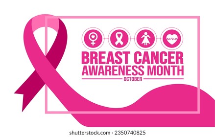 October is breast cancer awareness month background template. Holiday concept. background, banner, placard, card, and poster design template with ribbon and text inscription. vector illustration.