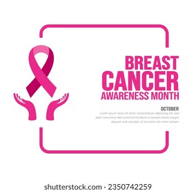 October is breast cancer awareness month social media post banner design template set. Holiday concept. background, banner, placard, card, and poster design template with ribbon and text inscription. 