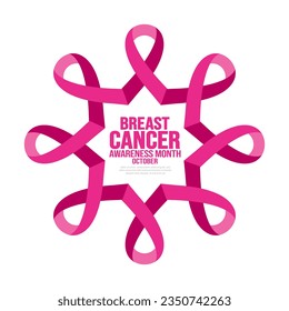 October is breast cancer awareness month social media post banner design template set. Holiday concept. background, banner, placard, card, and poster design template with ribbon and text inscription. 