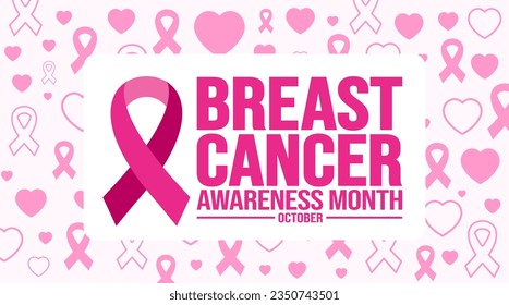 October is breast cancer awareness month pattern background template. Holiday concept. background, banner, placard, card, and poster design template with ribbon and text inscription. vector