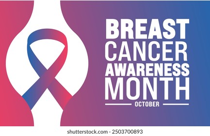 October is Breast cancer awareness month observing each year .suitable for  background template  landscape banner template ,card ,poster design. Editable banner with ribbon illustration.