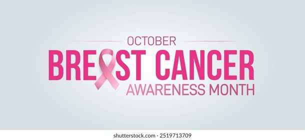 October - Breast cancer awareness month with ribbon vector illustration background.