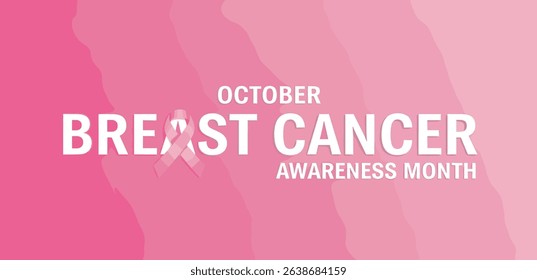 October - Breast cancer awareness month with ribbon vector illustration background.