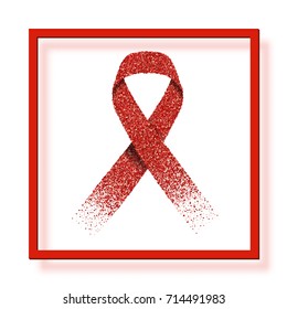 October: breast cancer awareness month, annual campaign to increase awareness of the disease. Red ribbon.