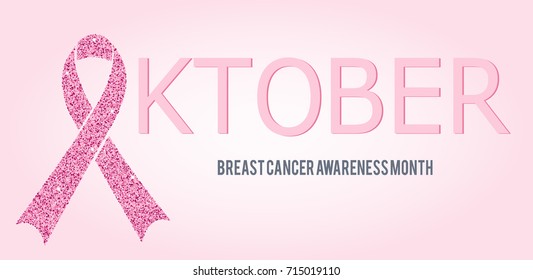 October: breast cancer awareness month, annual campaign to increase awareness of the disease. Pink ribbon.
