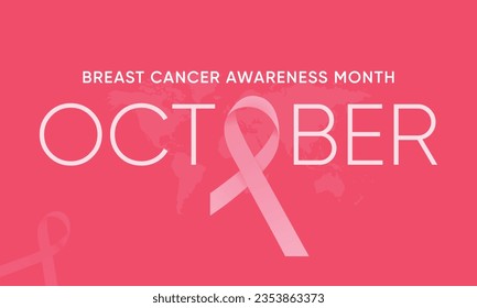 october breast cancer day, breast cancer awareness campaign banner, realistic breast cancer ribbon