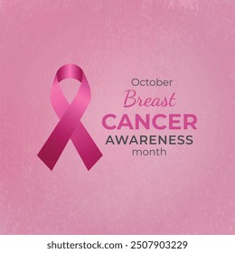 October breast cancer emblem sign for awareness month with pink ribbon symbol.