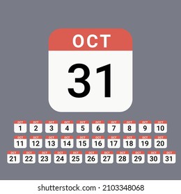 October Calendar flat icon vector