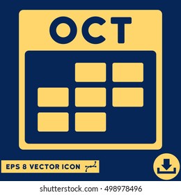 October Calendar Grid icon. Vector EPS illustration style is flat iconic symbol, yellow color.