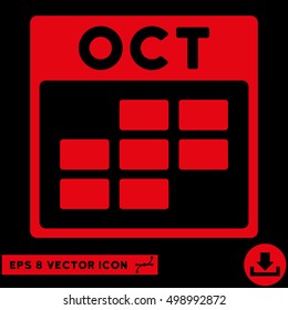 October Calendar Grid icon. Vector EPS illustration style is flat iconic symbol, red color.