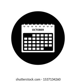 October Calendar Icon. Rounded button style vector EPS.