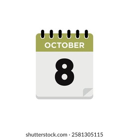 October Calendar Icon Vector Template