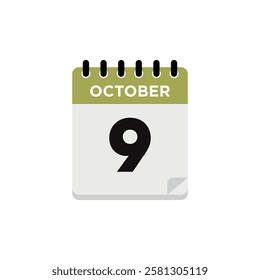 October Calendar Icon Vector Template