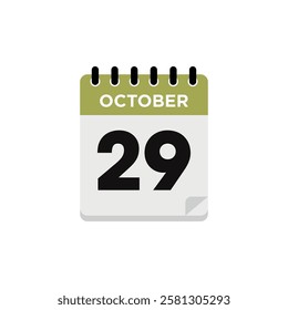 October Calendar Icon Vector Template