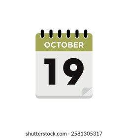 October Calendar Icon Vector Template