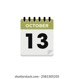 October Calendar Icon Vector Template